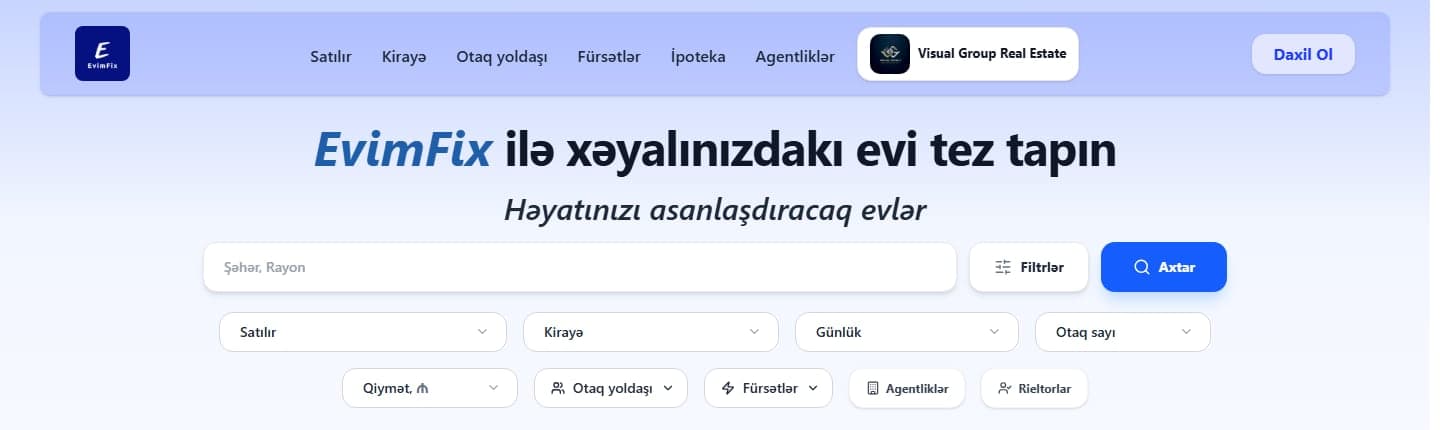 Evimfix.az: Daşınmaz əmlak platforması