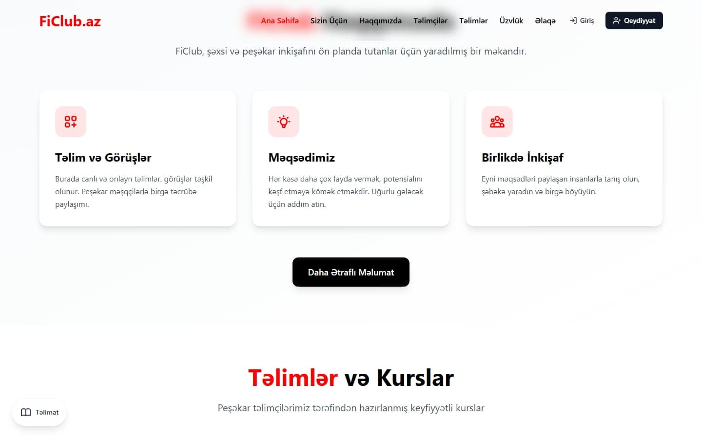 FiClub.az: Kurs və üzvlük platforması